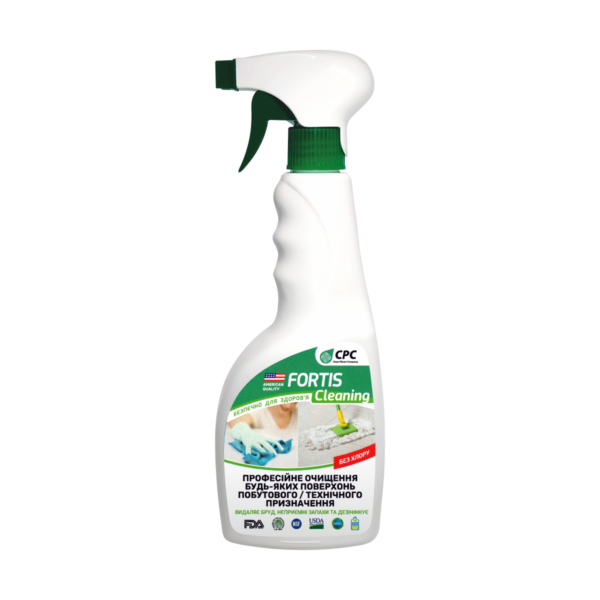 Fortis Cleaning  Ефективно видаляє різні види забруднення, плісняву, грибок, дезінфікує поверхню та видаляє неприємні запахи
